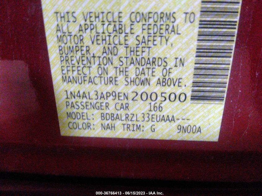 2014 NISSAN ALTIMA 2.5 S - 1N4AL3AP9EN200500