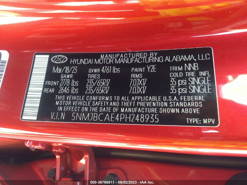 2023 HYUNDAI TUCSON SEL - 5NMJBCAE4PH248935