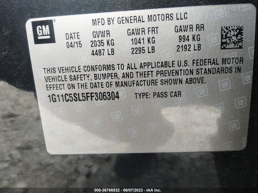 2015 CHEVROLET MALIBU LT - 1G11C5SL5FF306304