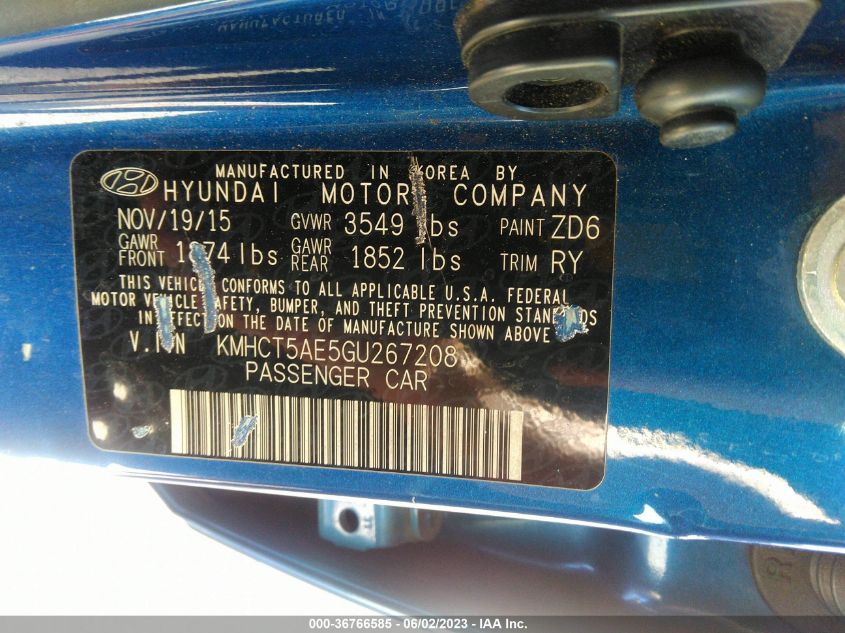 2016 HYUNDAI ACCENT SE - KMHCT5AE5GU267208