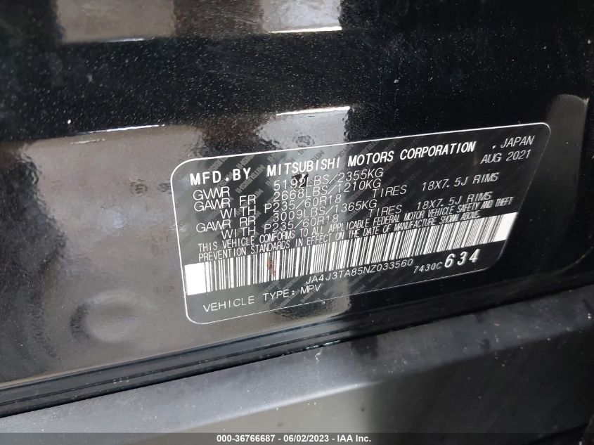 2022 MITSUBISHI OUTLANDER ES - JA4J3TA85NZ033560