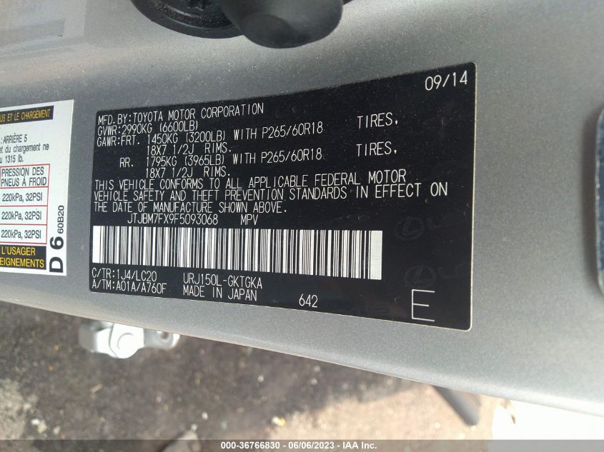 2015 LEXUS GX 460 - JTJBM7FX9F5093068