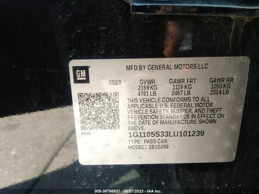 2020 CHEVROLET IMPALA PREMIER - 1G1105S33LU101239