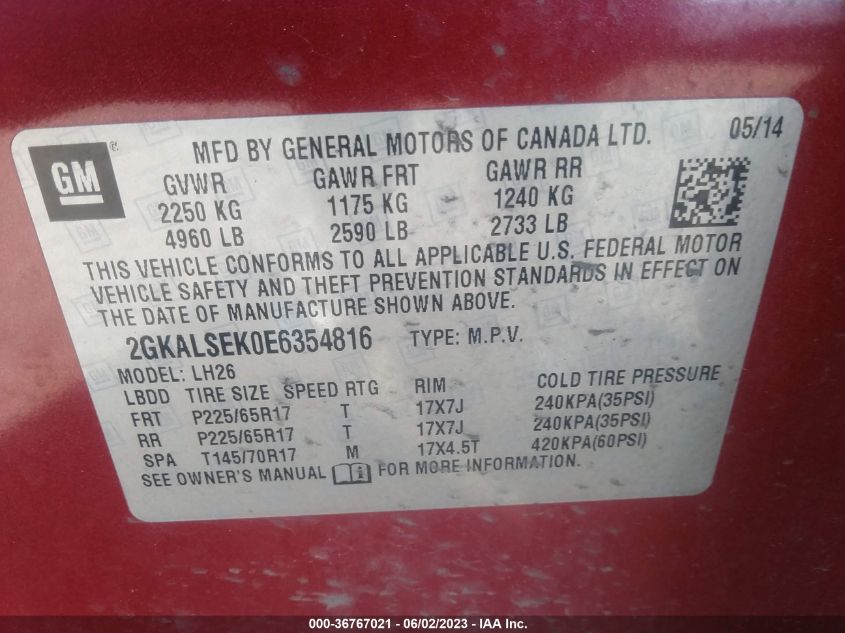 2014 GMC TERRAIN SLT - 2GKALSEK0E6354816