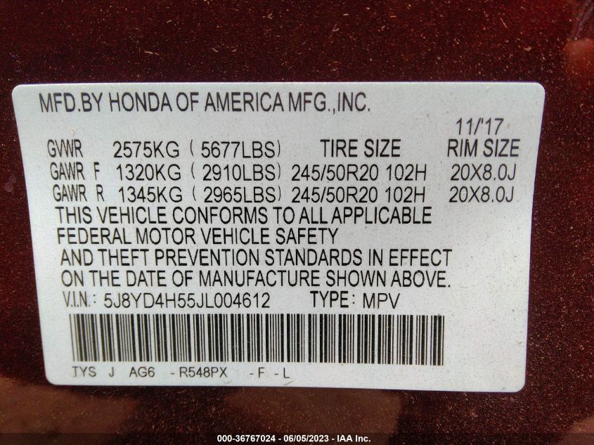 2018 ACURA MDX W/TECHNOLOGY PKG - 5J8YD4H55JL004612