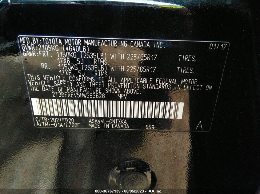 2017 TOYOTA RAV4 LE - 2T3BFREV5HW595628