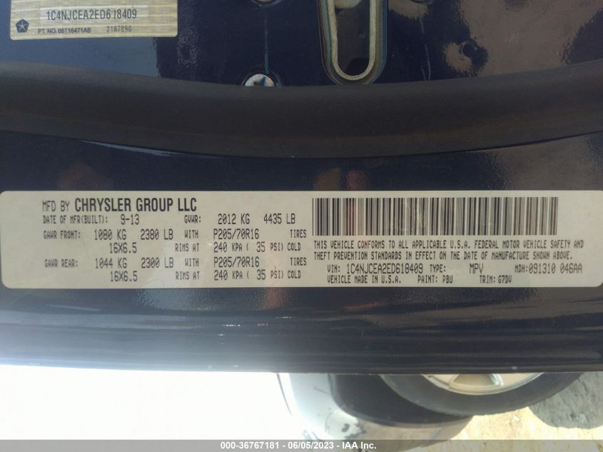 2014 JEEP COMPASS LATITUDE - 1C4NJCEA2ED618409