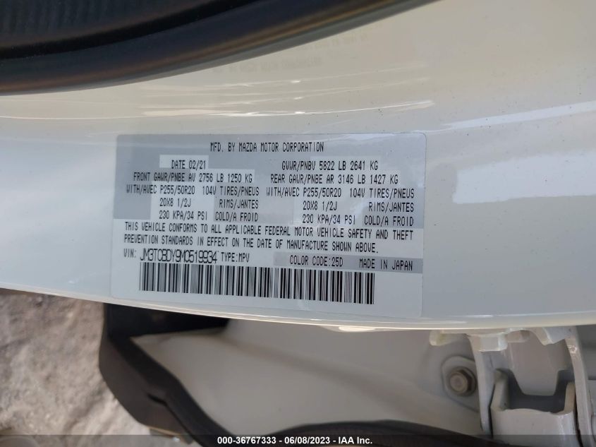 2021 MAZDA CX-9 GRAND TOURING - JM3TCBDY9M0519934