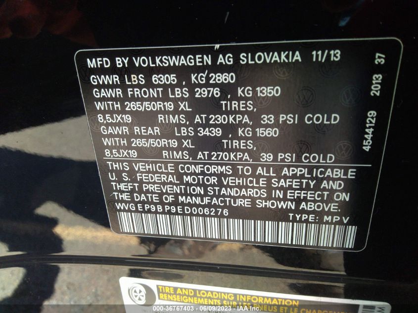 2014 VOLKSWAGEN TOUAREG LUX - WVGEP9BP9ED006276