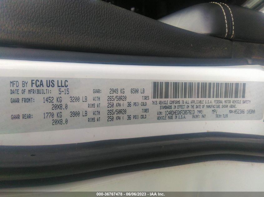 2015 DODGE DURANGO CITADEL - 1C4RDHEGXFC857613