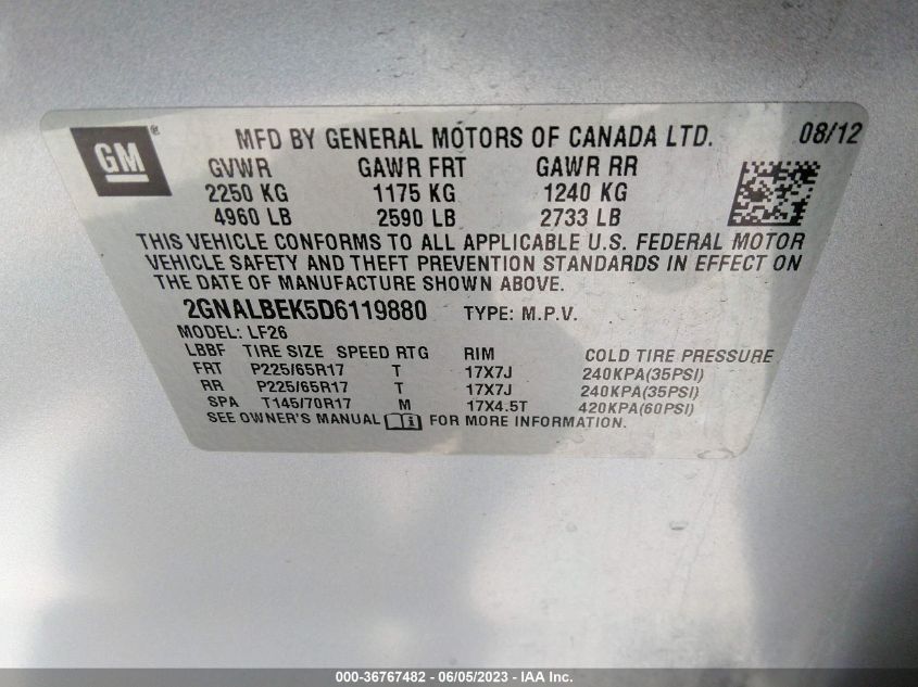 2013 CHEVROLET EQUINOX LS - 2GNALBEK5D6119880