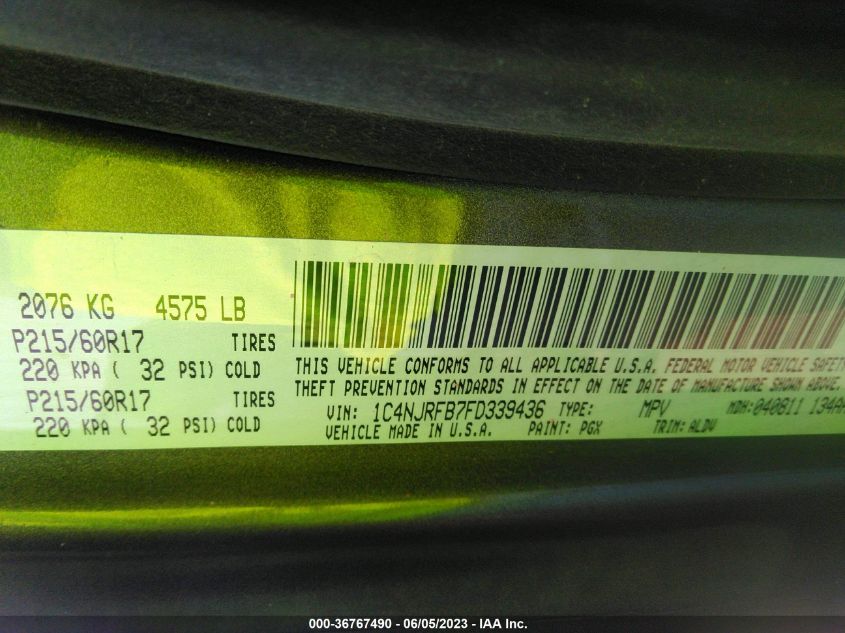 2015 JEEP PATRIOT HIGH ALTITUDE EDITION - 1C4NJRFB7FD339436