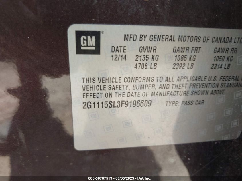 2015 CHEVROLET IMPALA LT - 2G1115SL3F9196609