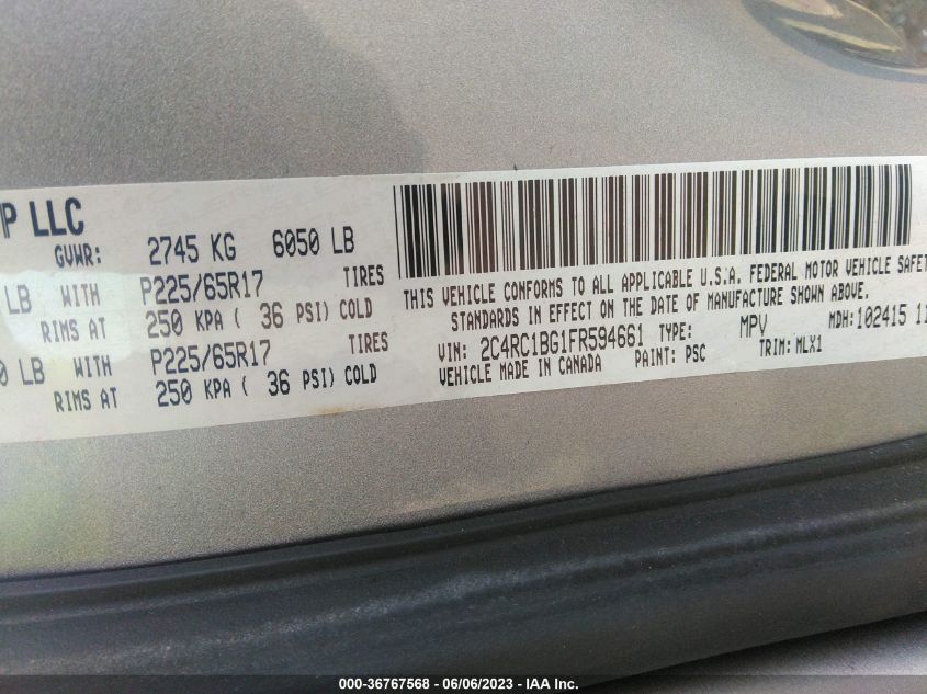 2015 CHRYSLER TOWN & COUNTRY TOURING - 2C4RC1BG1FR594661