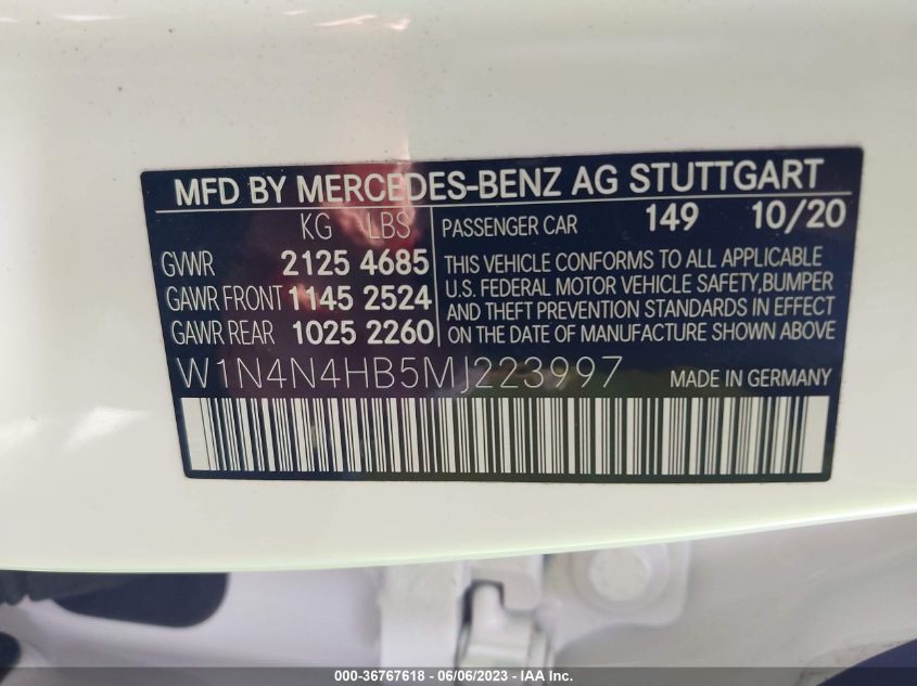 2021 MERCEDES-BENZ GLA GLA 250 - W1N4N4HB5MJ223997