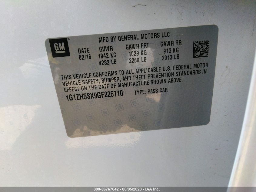 2016 CHEVROLET MALIBU PREMIER - 1G1ZH5SX9GF226710