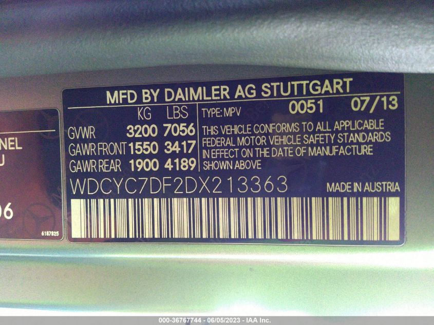 2013 MERCEDES-BENZ G-CLASS G 63 AMG - WDCYC7DF2DX213363