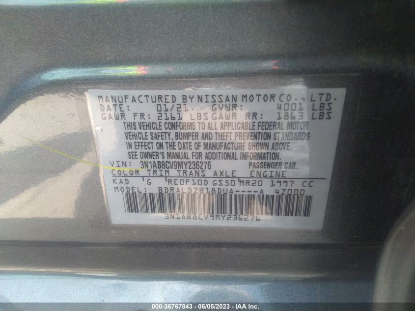 2021 NISSAN SENTRA SV - 3N1AB8CV9MY236276
