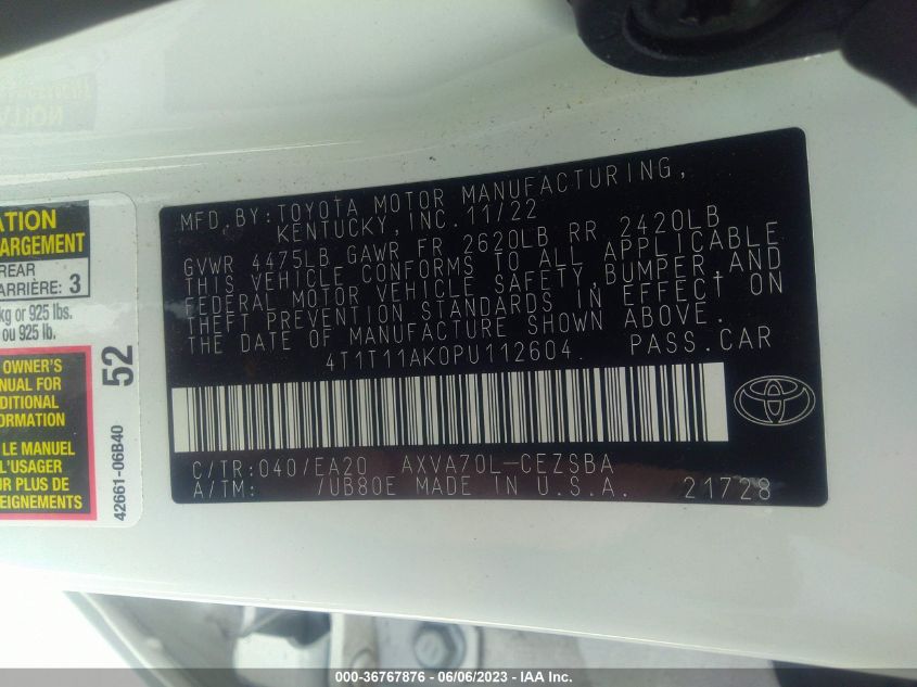 2023 TOYOTA CAMRY SE - 4T1T11AK0PU112604