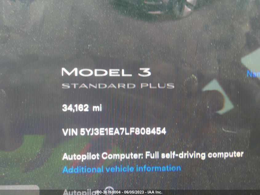 2020 TESLA MODEL 3 - 5YJ3E1EA7LF808454