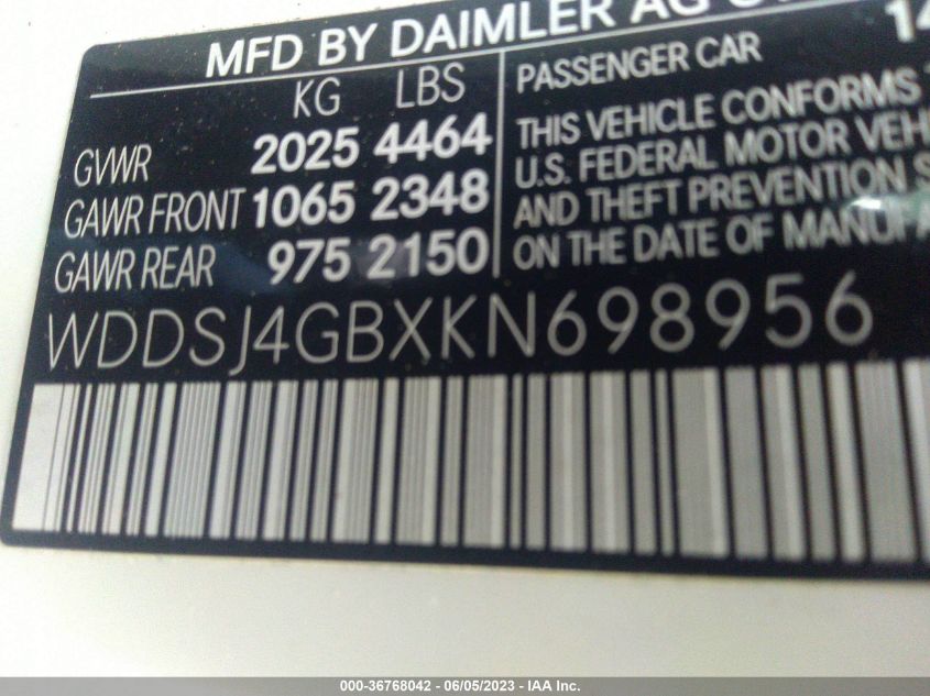 2019 MERCEDES-BENZ CLA 250 4MATIC - WDDSJ4GBXKN698956