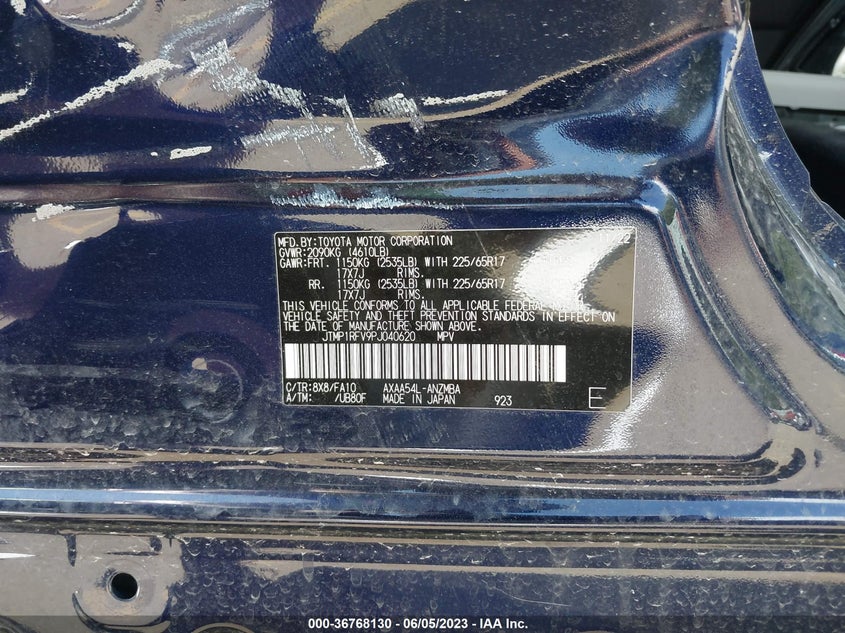 VIN JTMP1RFV9PJ040620 2023 TOYOTA RAV4 XLE