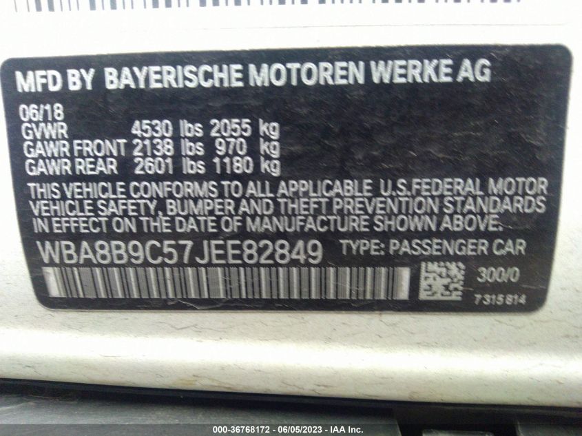 2018 BMW 3 SERIES 330I - WBA8B9C57JEE82849