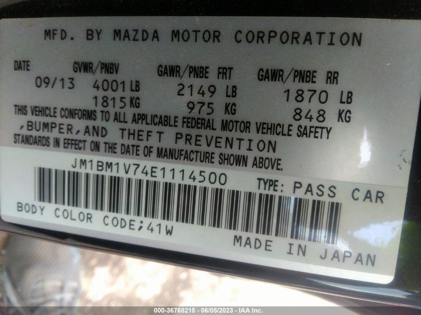 2014 MAZDA MAZDA3 I TOURING - JM1BM1V74E1114500