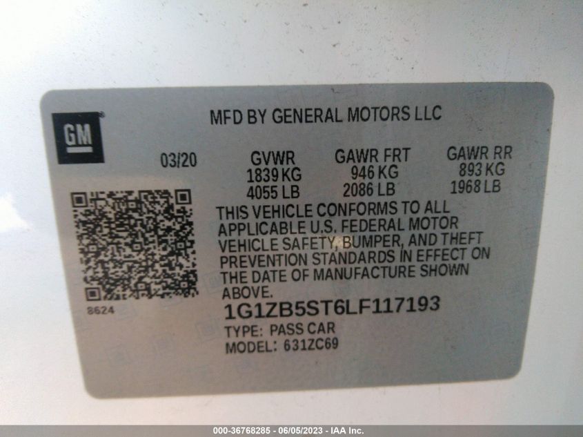 2020 CHEVROLET MALIBU LS - 1G1ZB5ST6LF117193