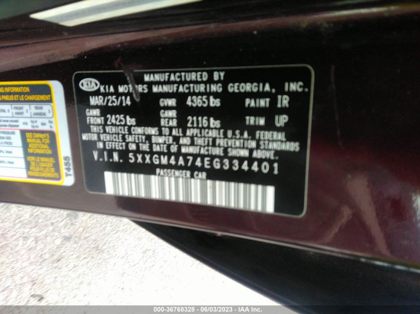 2014 KIA OPTIMA LX - 5XXGM4A74EG334401