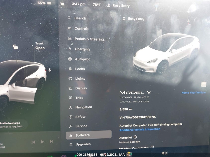 VIN 7SAYGDEE3NF560715 2022 TESLA MODEL Y LONG RANGE
