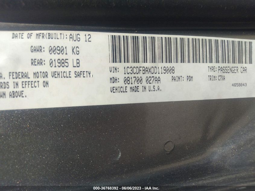 2013 DODGE DART RALLYE - 1C3CDFBAXDD119008