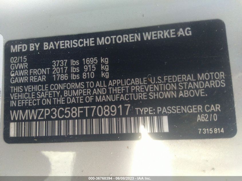 2015 MINI COOPER CONVERTIBLE S WMWZP3C58FT708917