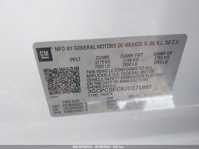 2018 CHEVROLET SILVERADO 1500 LTZ - 3GCPCSEC5JG171893