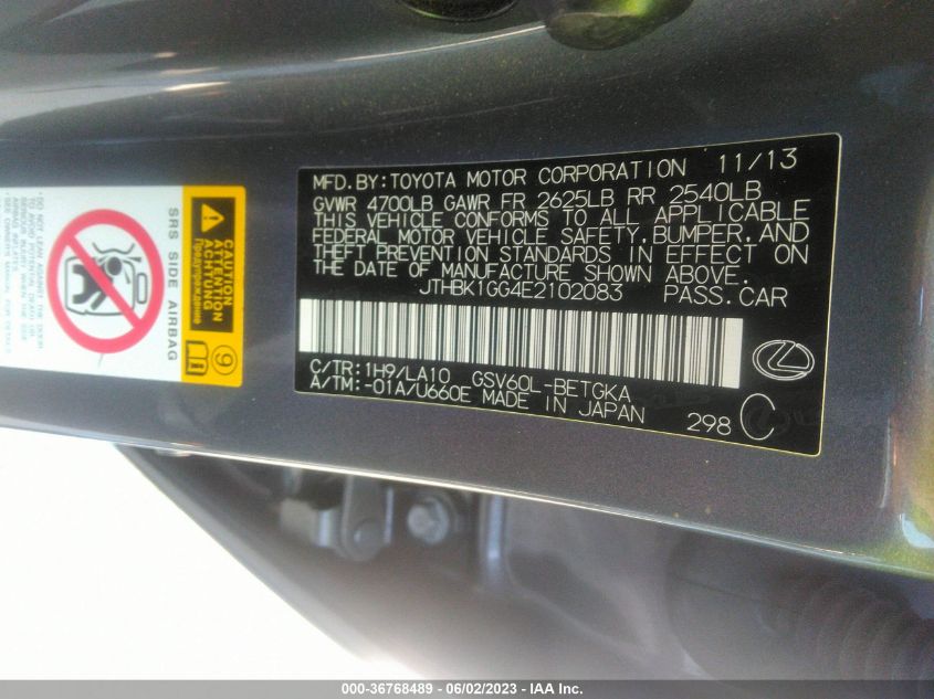 2014 LEXUS ES 350 - JTHBK1GG4E2102083