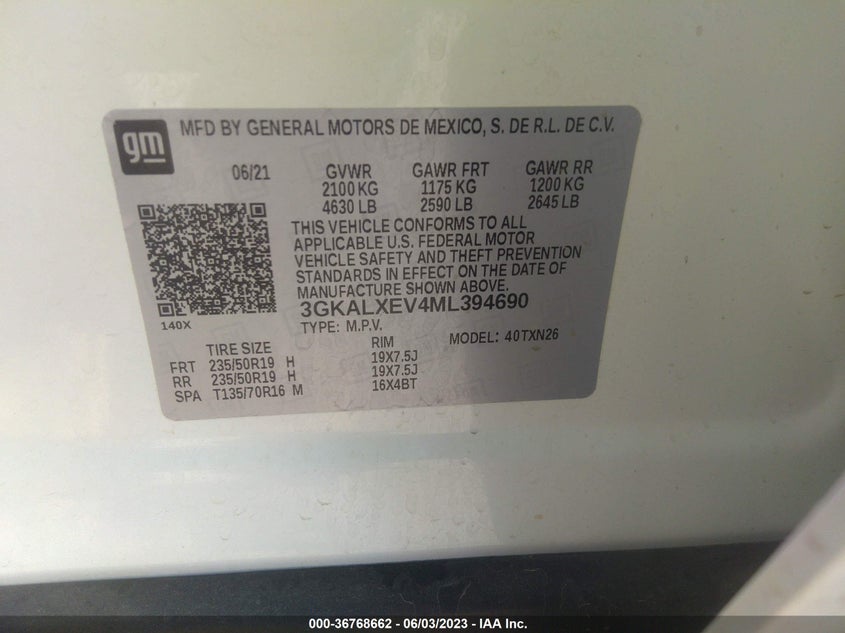 VIN 3GKALXEV4ML394690 2021 GMC TERRAIN DENALI