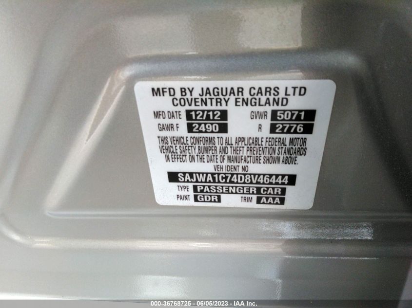 2013 JAGUAR XJ - SAJWA1C74D8V46444