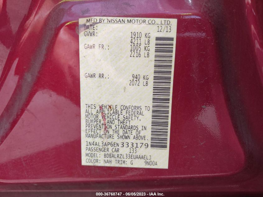 2014 NISSAN ALTIMA 2.5 S - 1N4AL3AP6EN333179