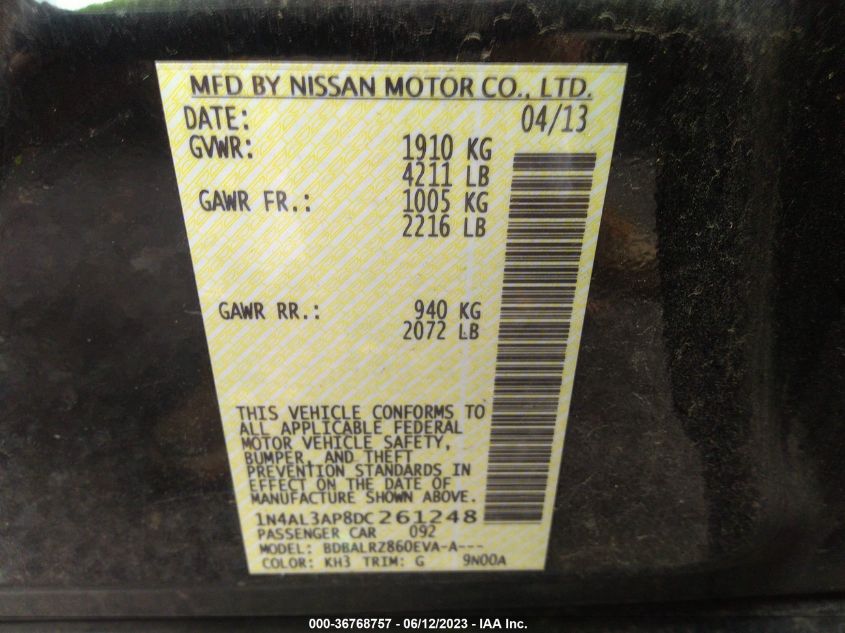 2013 NISSAN ALTIMA 2.5 S - 1N4AL3AP8DC261248