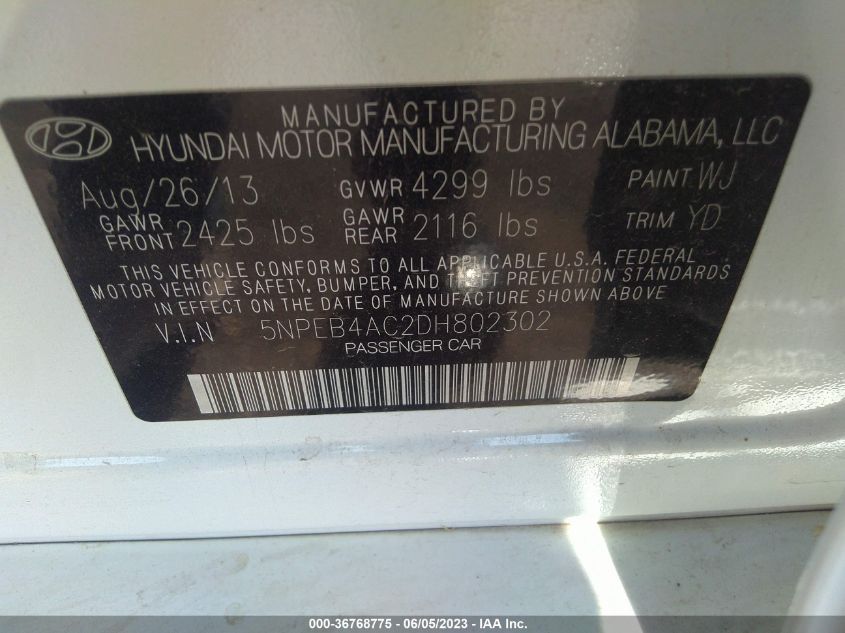 2013 HYUNDAI SONATA GLS - 5NPEB4AC2DH802302