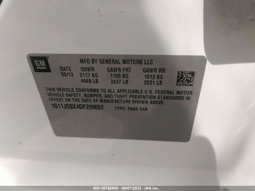 2013 CHEVROLET MALIBU LTZ - 1G11J5SX4DF299657