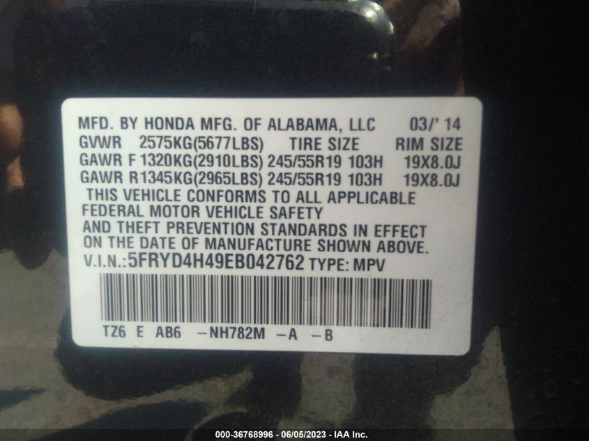 2014 ACURA MDX TECH PKG - 5FRYD4H49EB042762