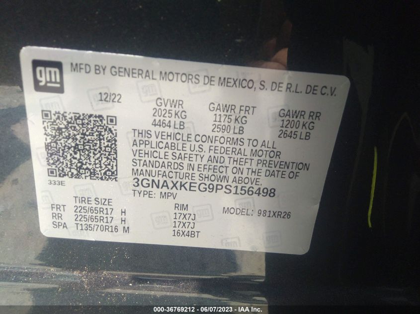 2023 CHEVROLET EQUINOX LT - 3GNAXKEG9PS156498