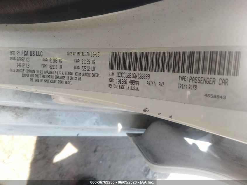 2016 CHRYSLER 200 S - 1C3CCCBB1GN138099