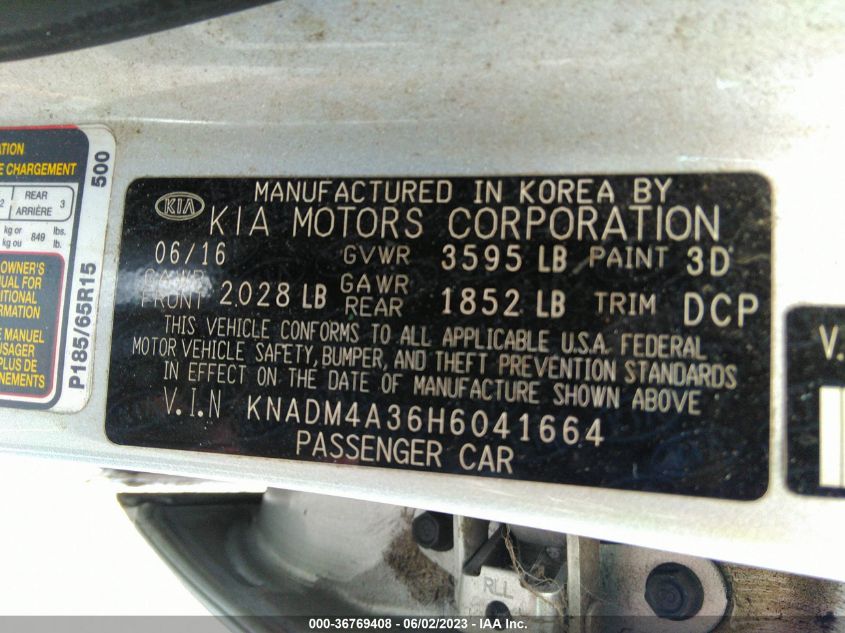2017 KIA RIO LX - KNADM4A36H6041664