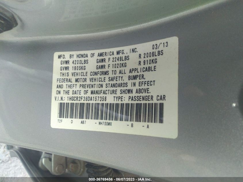 2013 HONDA ACCORD SDN LX - 1HGCR2F38DA157356