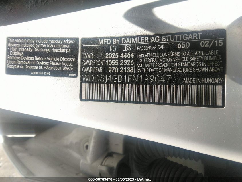 2015 MERCEDES-BENZ CLA-CLASS CLA 250 - WDDSJ4GB1FN199047