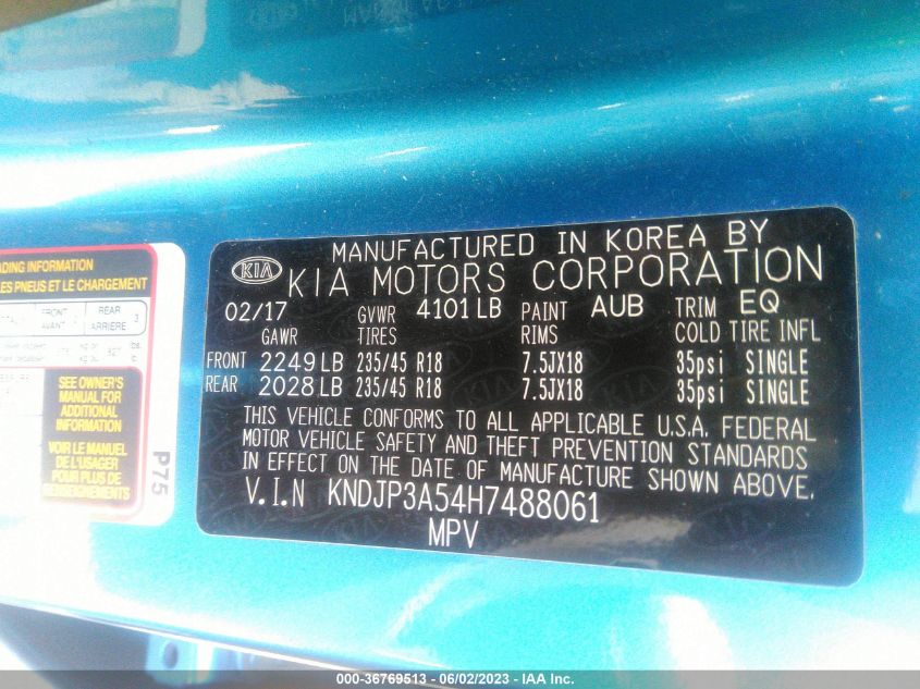 2017 KIA SOUL + - KNDJP3A54H7488061