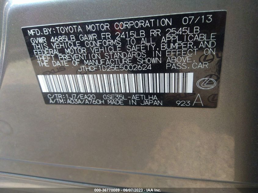 2014 LEXUS IS 250 - JTHCF1D25E5002624