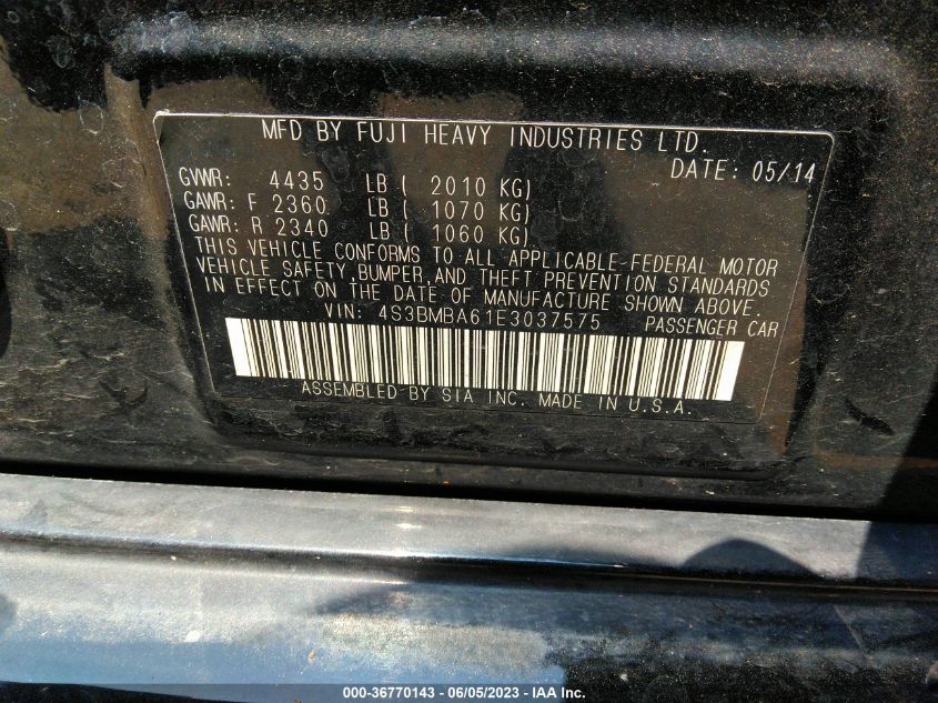 2014 SUBARU LEGACY 2.5I - 4S3BMBA61E3037575